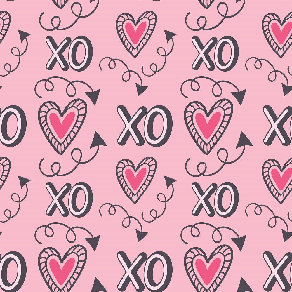 XOXO Hearts Pattern #12 Fabric - Pink