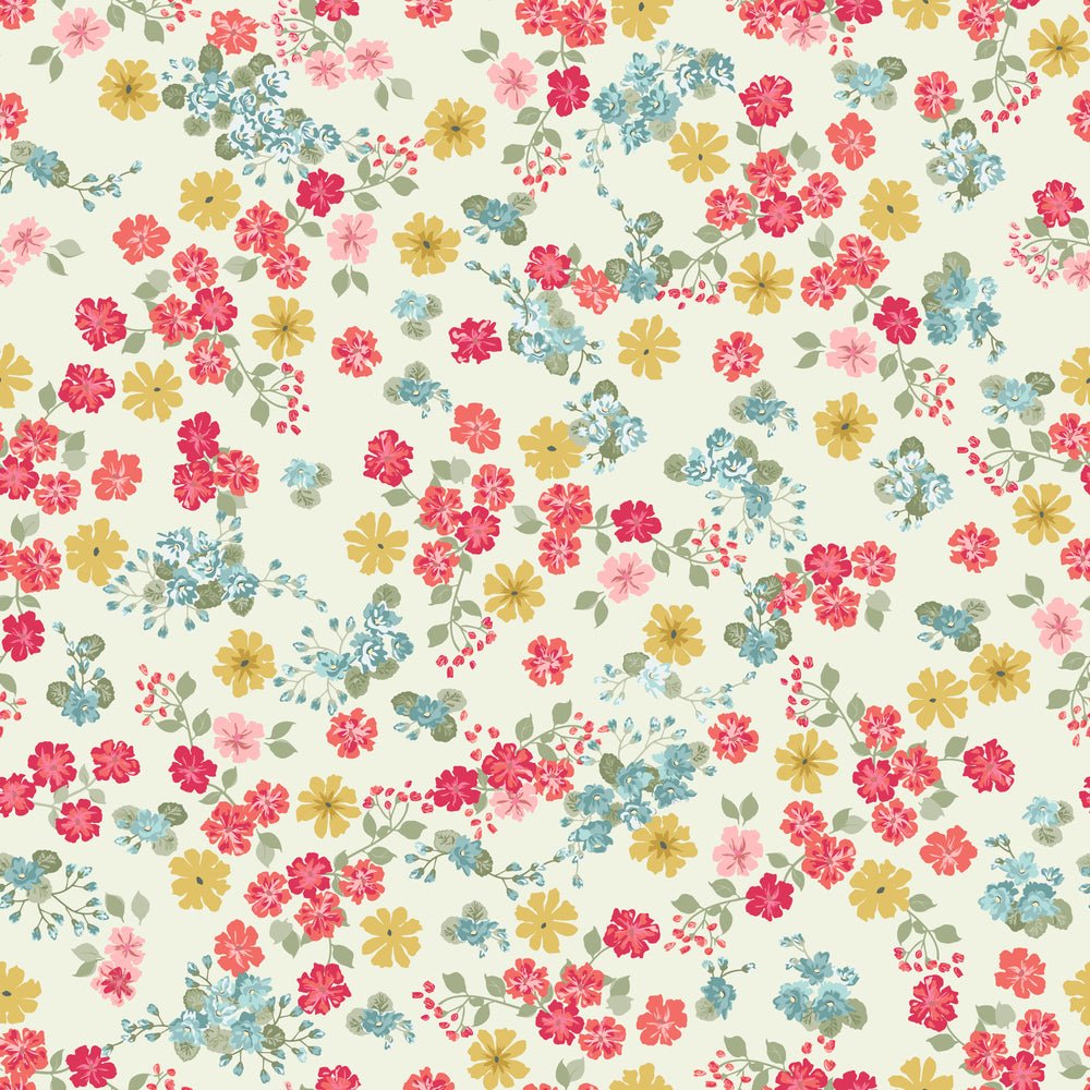 30s Tiny Flowers Millefleurs Fabric - Tan