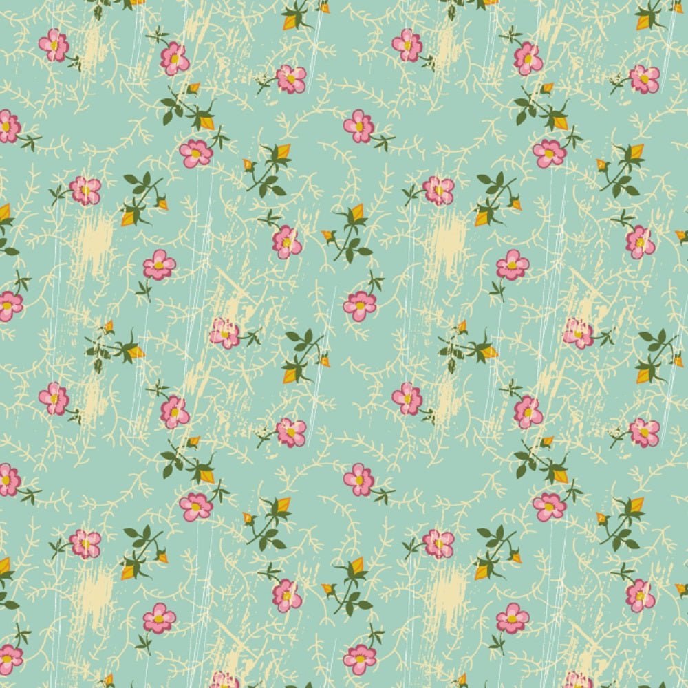 30s Tiny Roses Fabric - Green