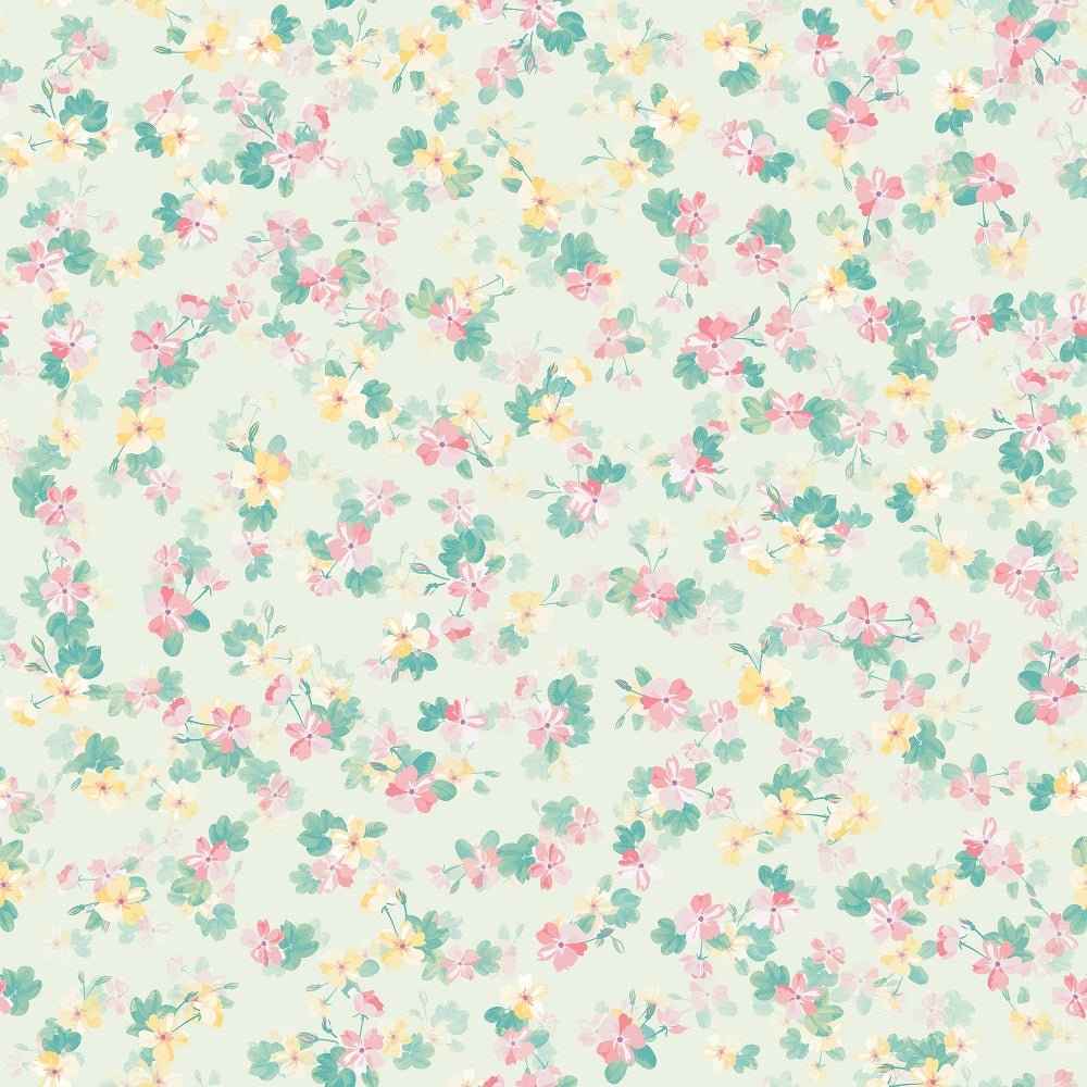 30s Tiny Yellow Flowers Millefleurs Fabric - Tan
