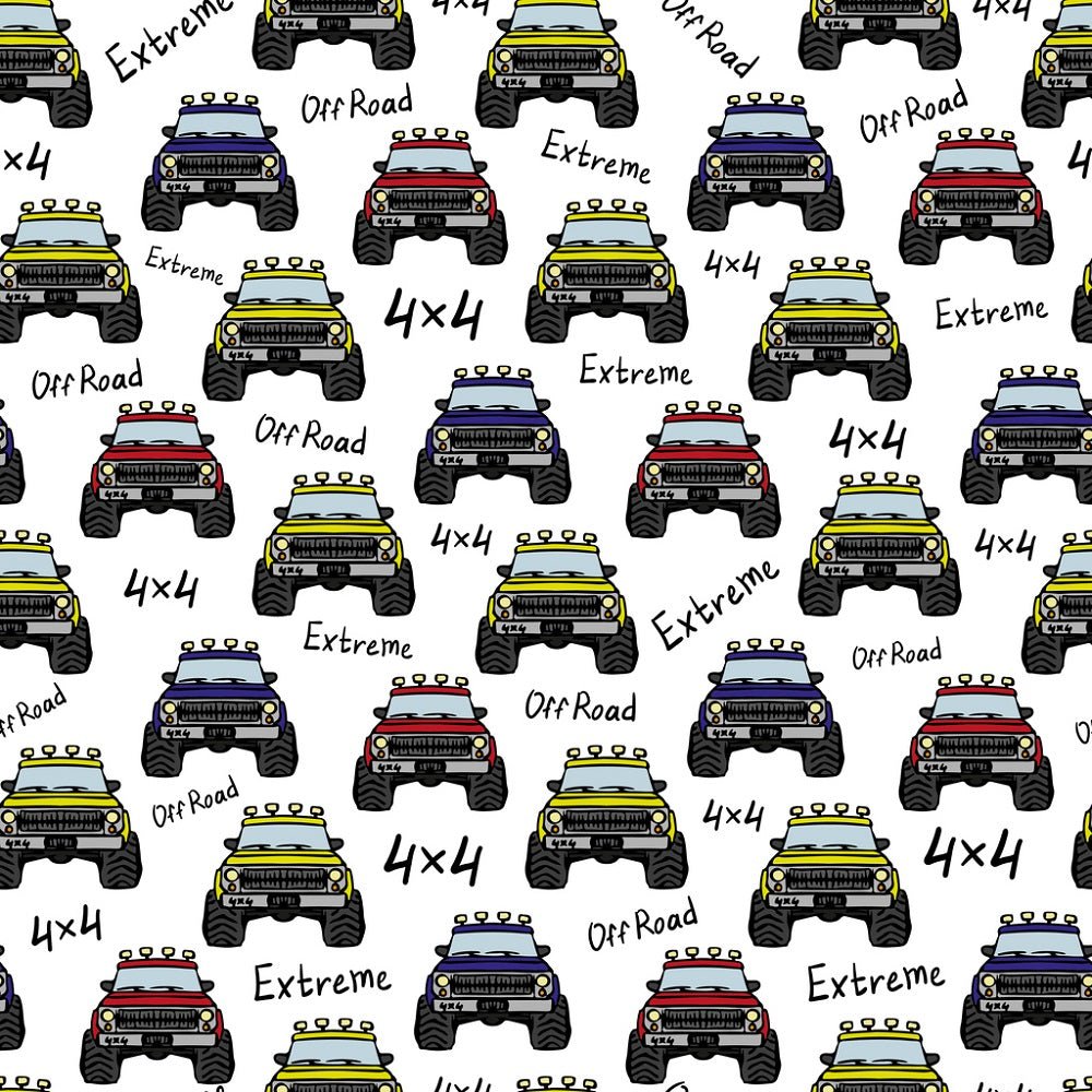 4 x 4 Trucks Fabric - Multi