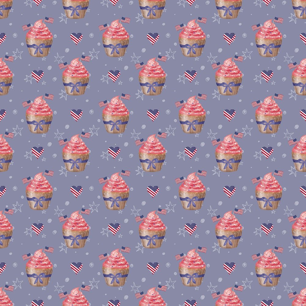 4th of July Cupcakes Fabric - Blue