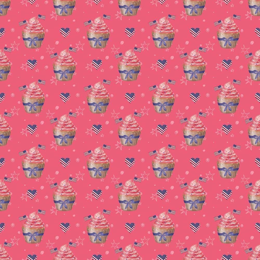 4th of July Cupcakes Fabric - Red