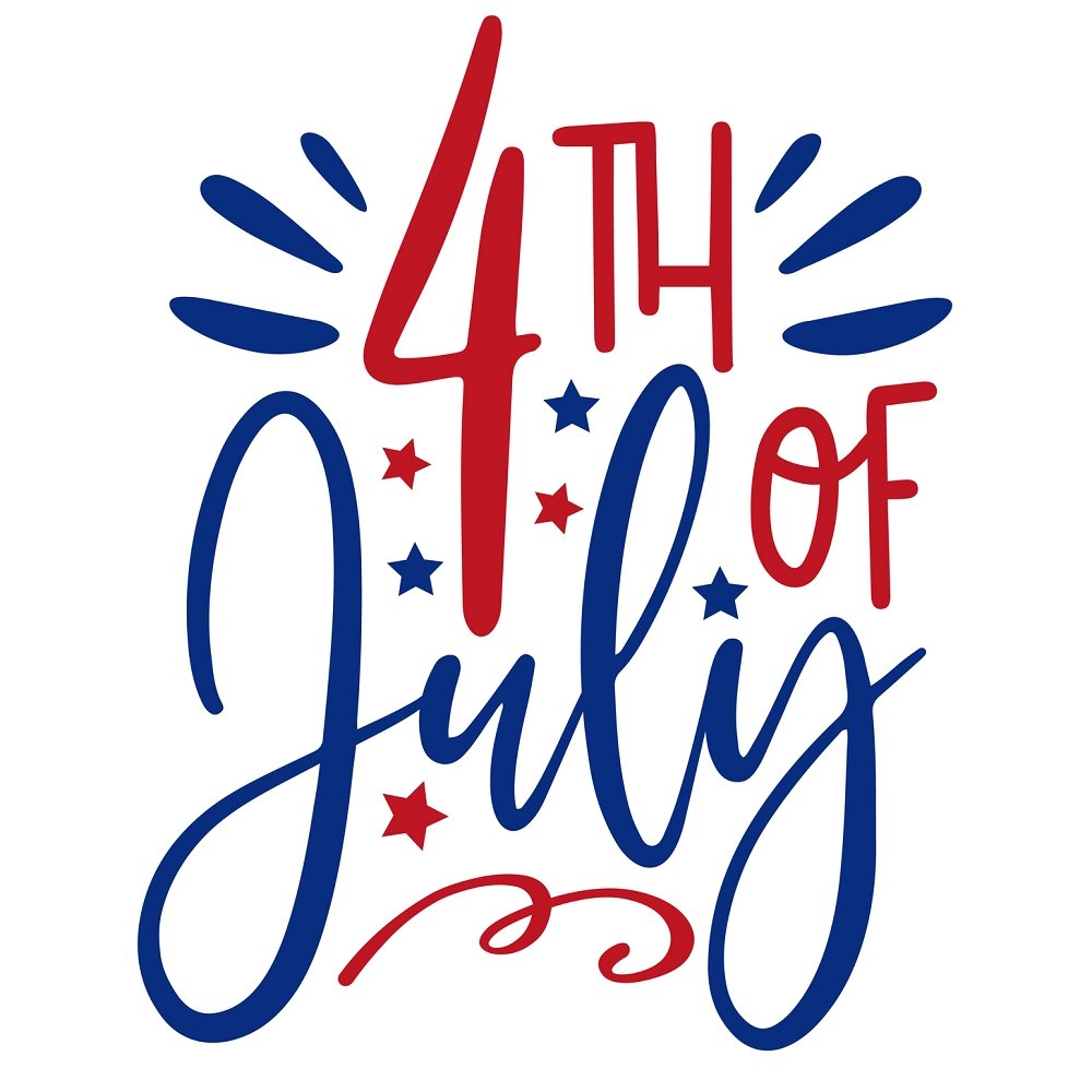 4th of July Cursive Font Fabric Panel