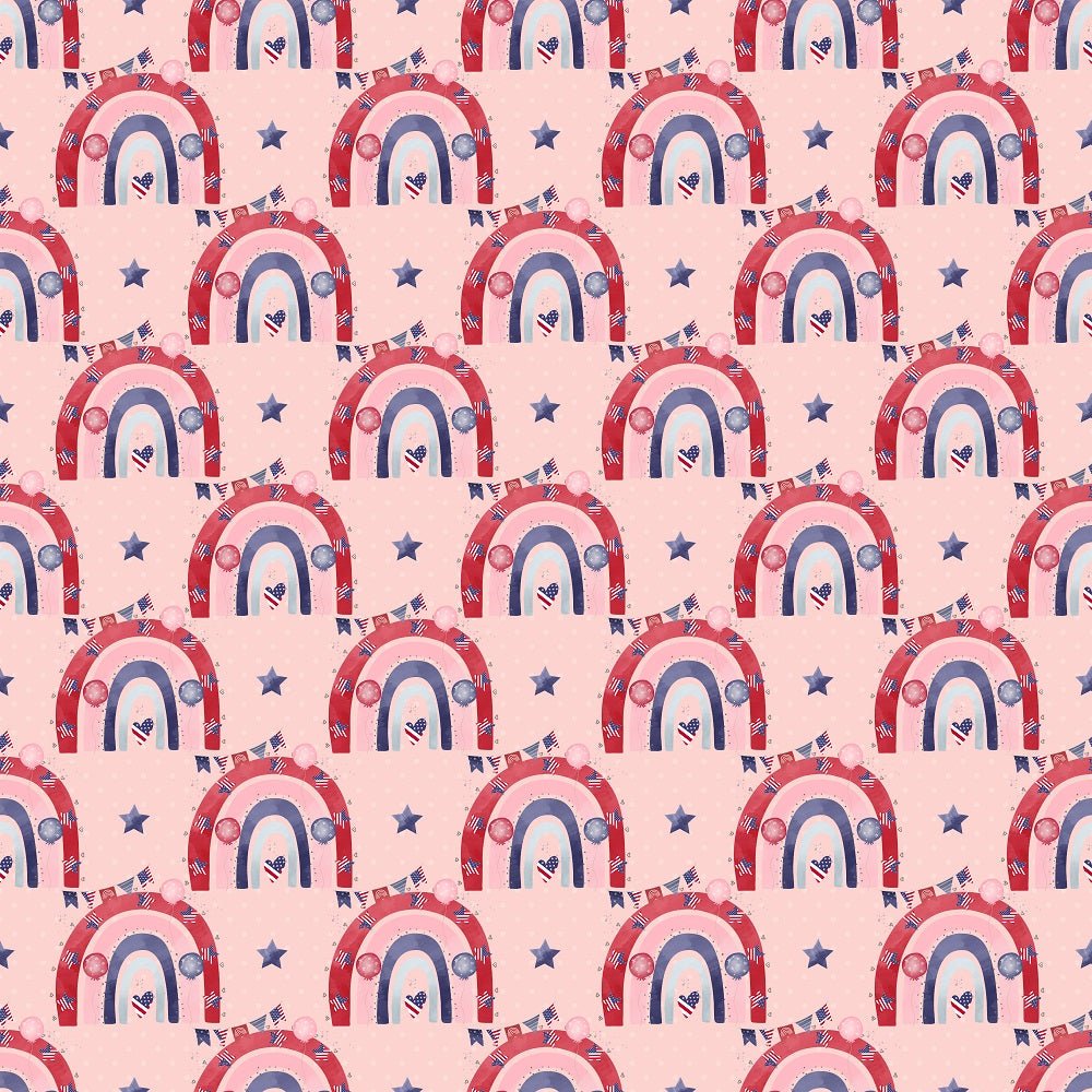 4th of July Rainbows Fabric - Red