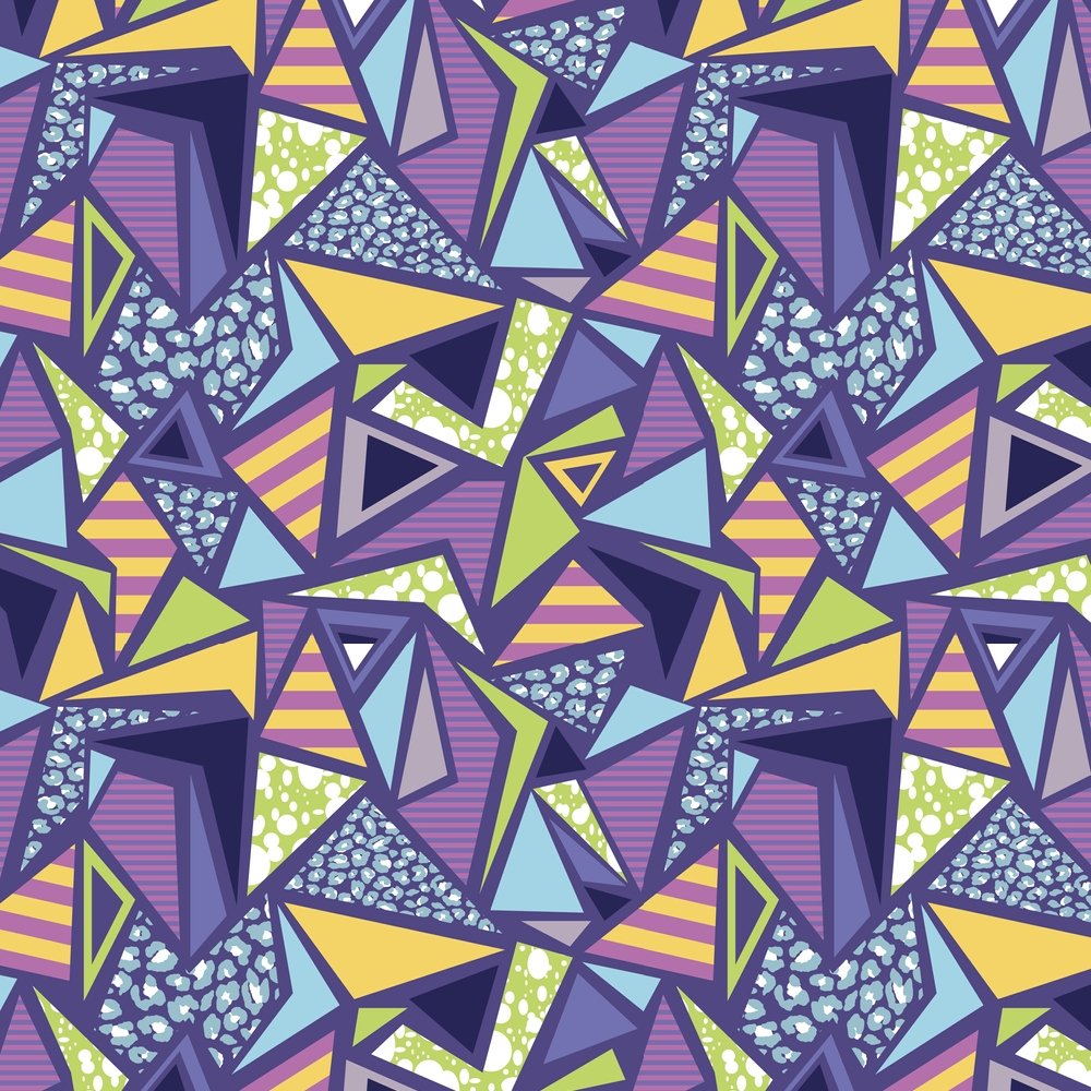 80's Triangle Fashion Fabric - Purple