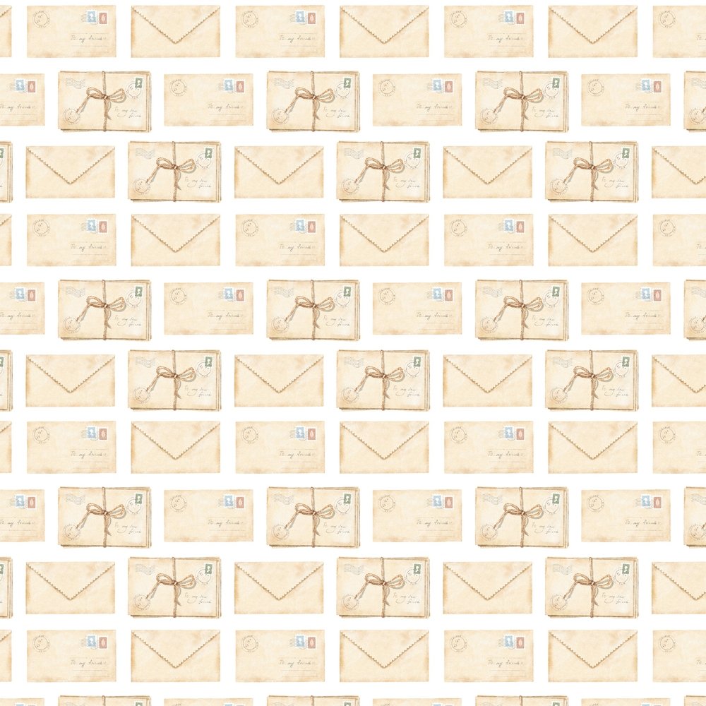 Vintage Letters Fabric - Beige