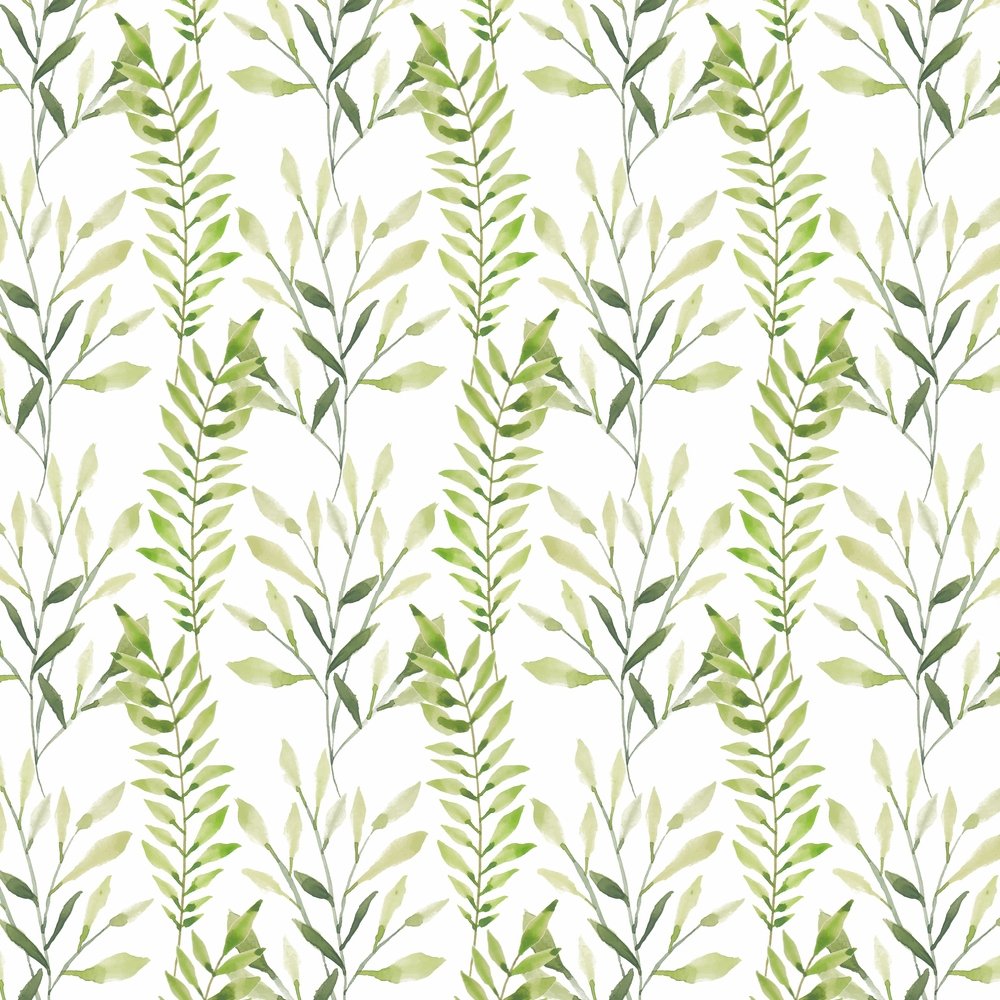 Watercolor Green Leaf Fabric