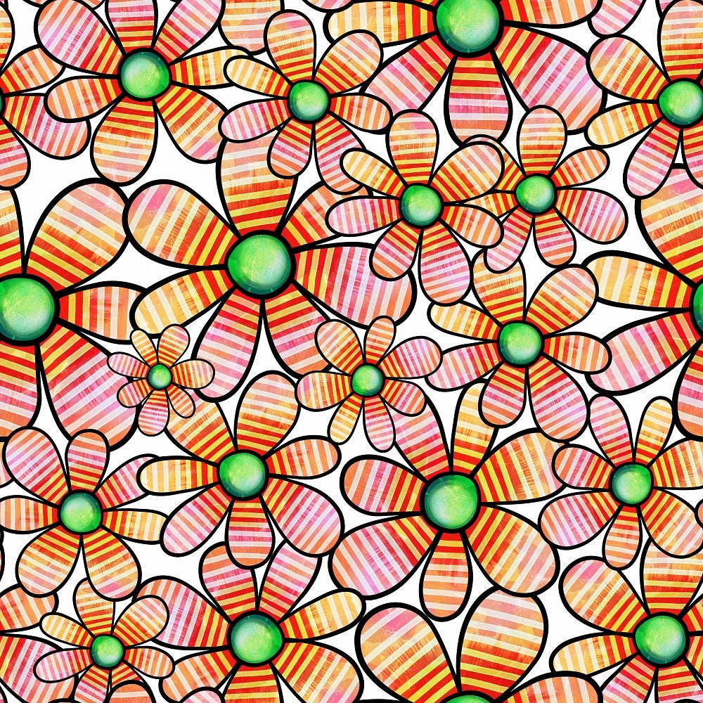 Watercolor Packed Floral Collage #10 Fabric