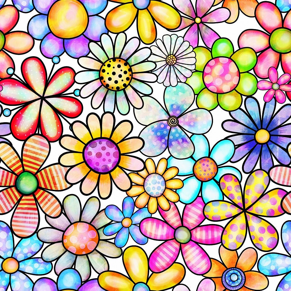 Watercolor Packed Floral Collage #5 Fabric