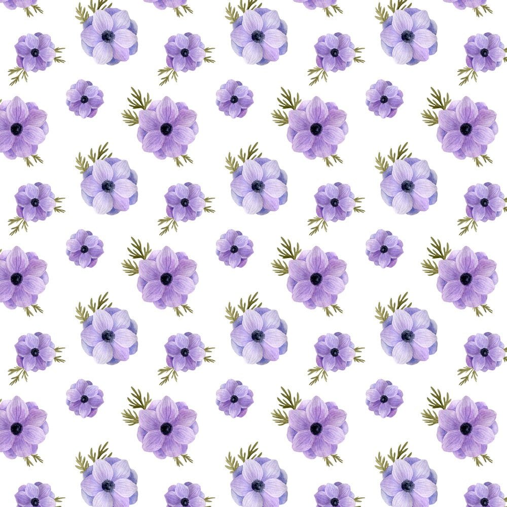 Watercolor Purple Anemones Fabric