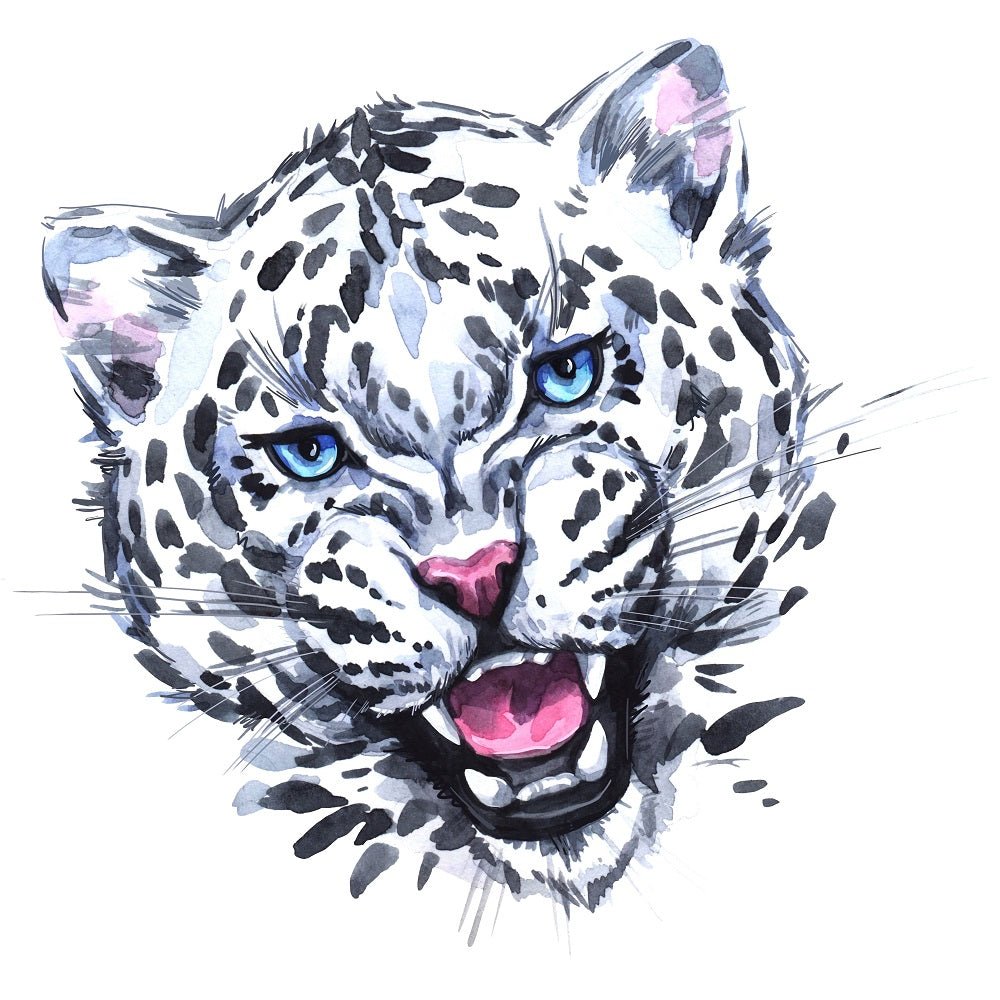 Watercolor Roaring Leopard Fabric Panel