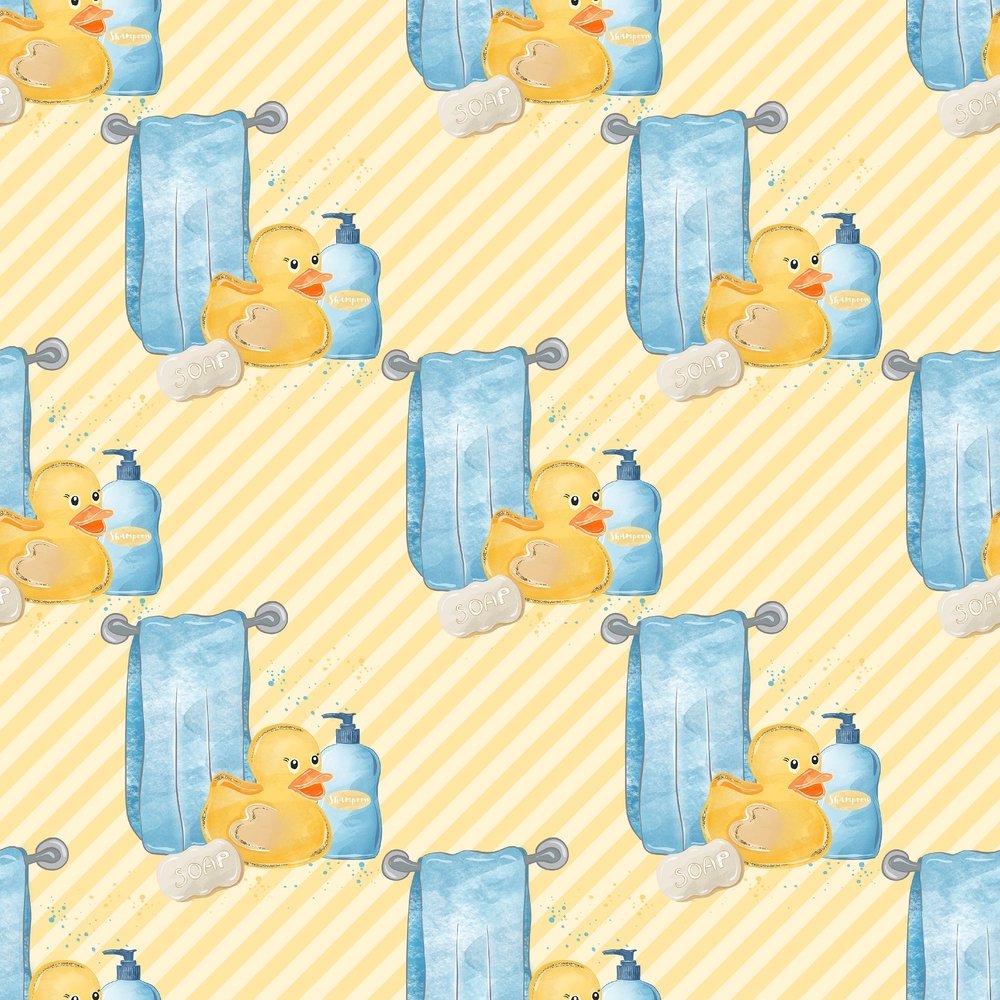 Watercolor Rubber Ducks #3 Fabric - Yellow