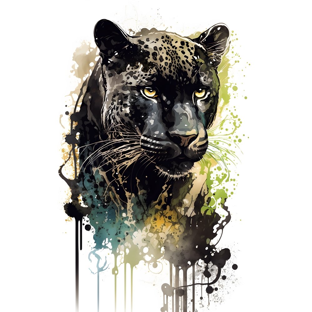 Watercolor Safari Panther Fabric Panel