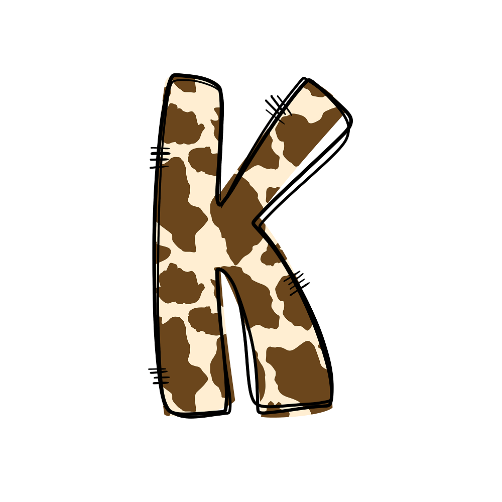 Western Cowboy ''K'' Cow Print Fabric Panel