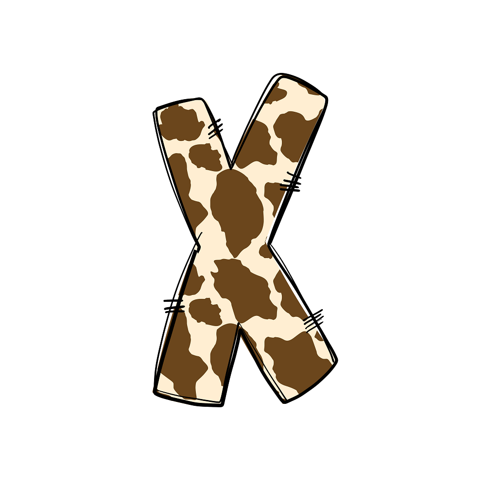 Western Cowboy ''X'' Cow Print Fabric Panel