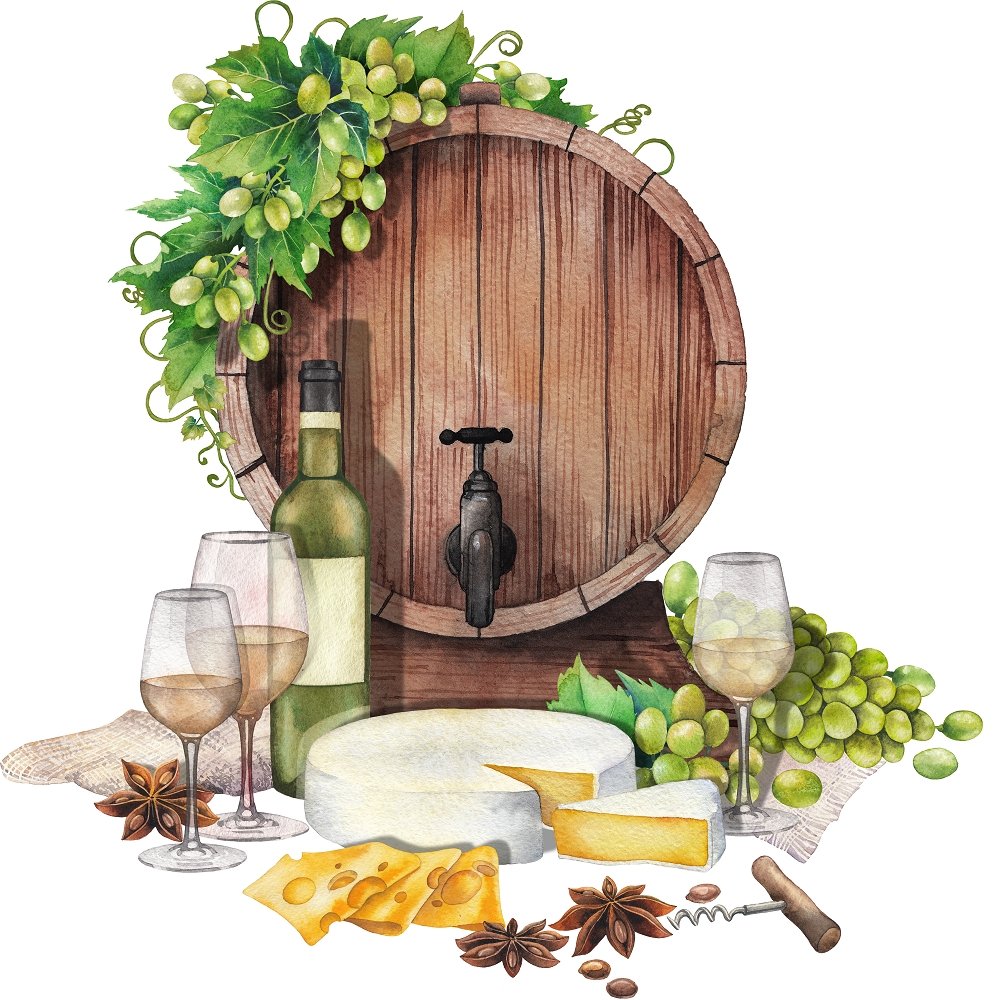 White Wine & Hors D'oeuvres Fabric Panel - Variation 2