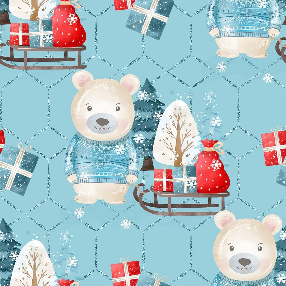 Winter Bear Main #2 Fabric - Blue