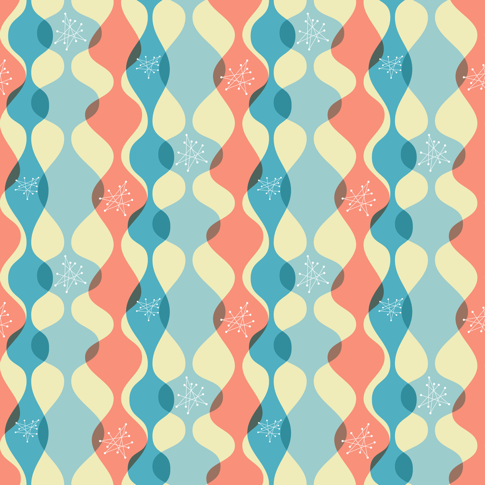 1950s Atomic Pattern #1 Fabric - Blue
