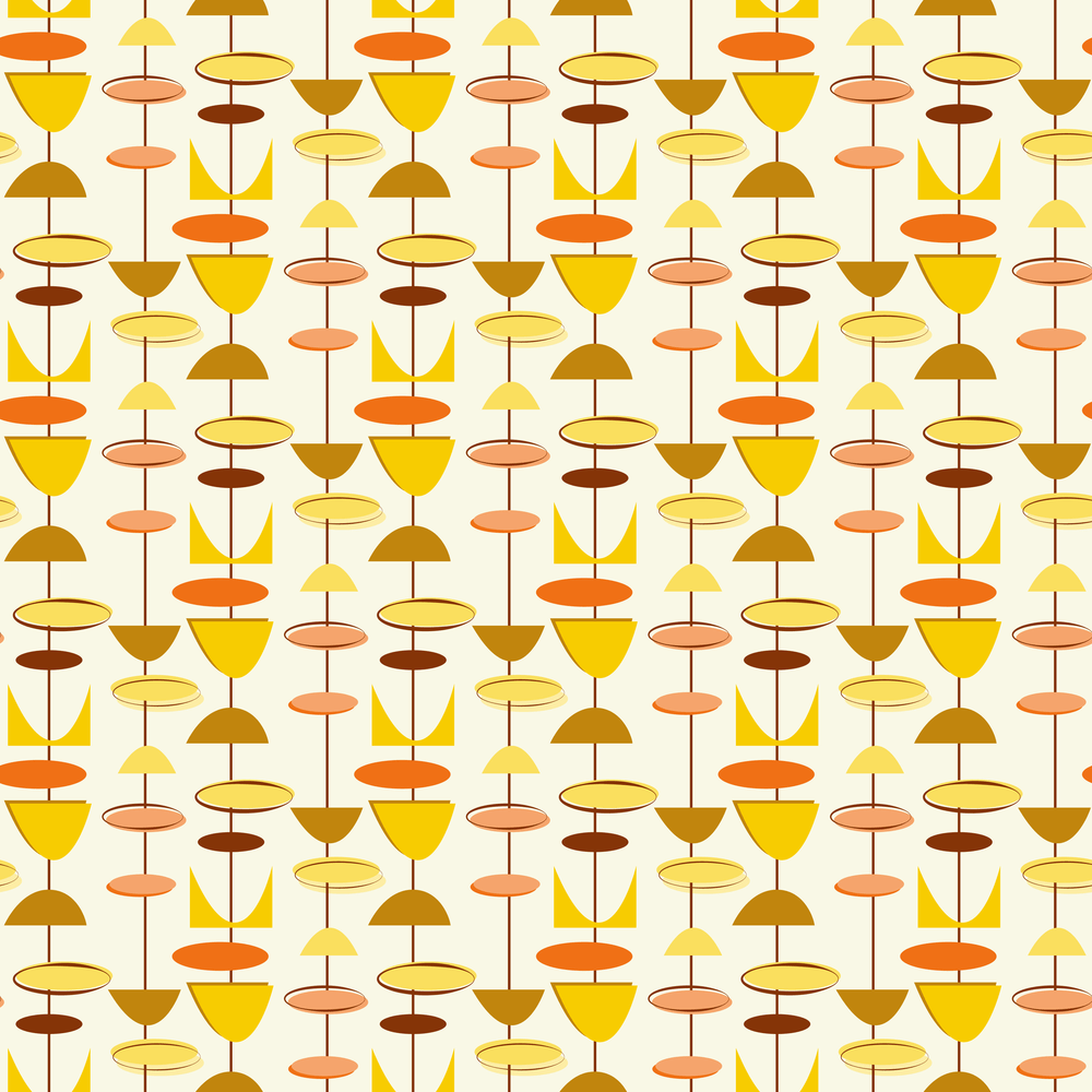 1950s Atomic Pattern #5 Fabric - Yellow