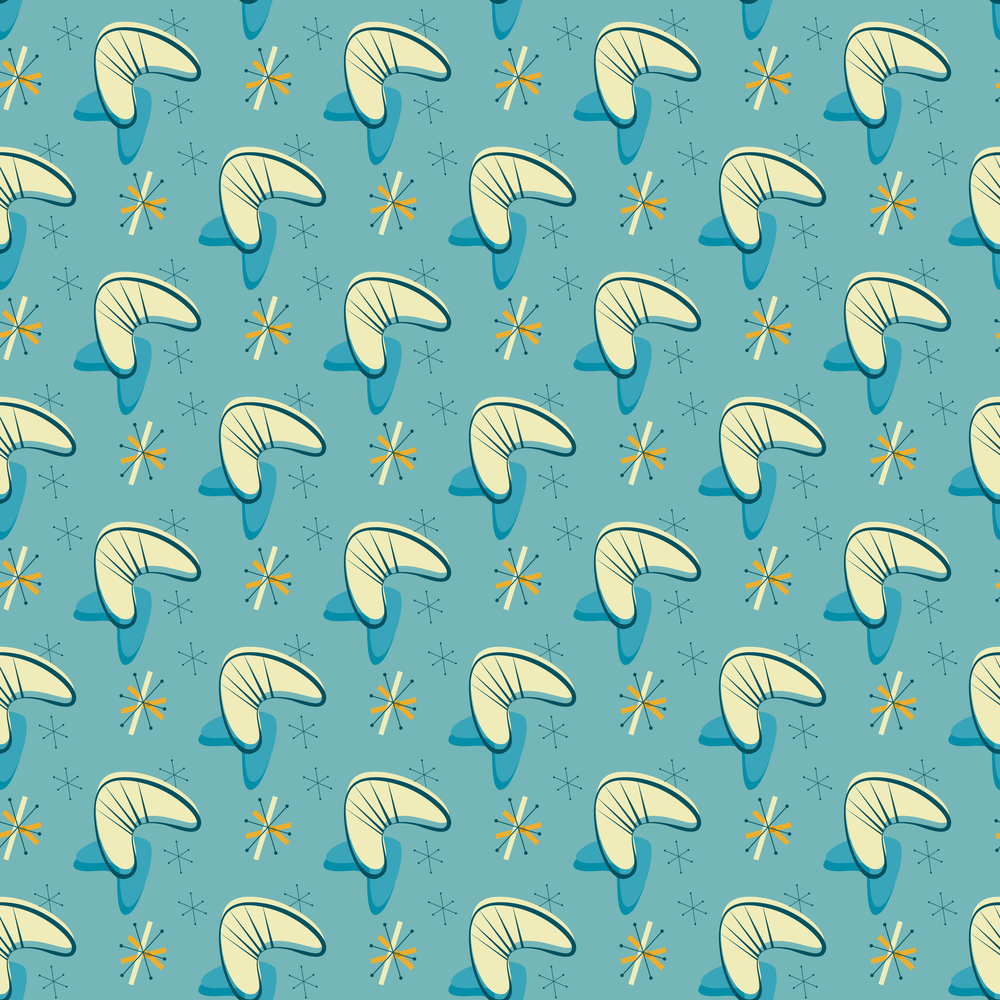 1950s Atomic Pattern #8 Fabric - Blue