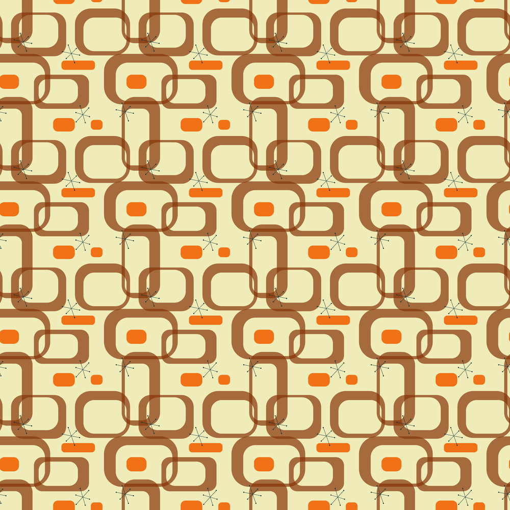 1950s Atomic Pattern #9 Fabric - Brown