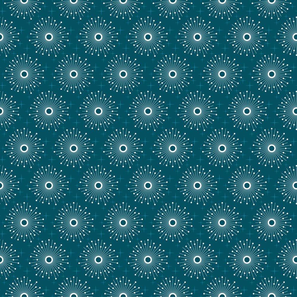 1950s Atomic Starbursts Pattern #2 Fabric - Blue