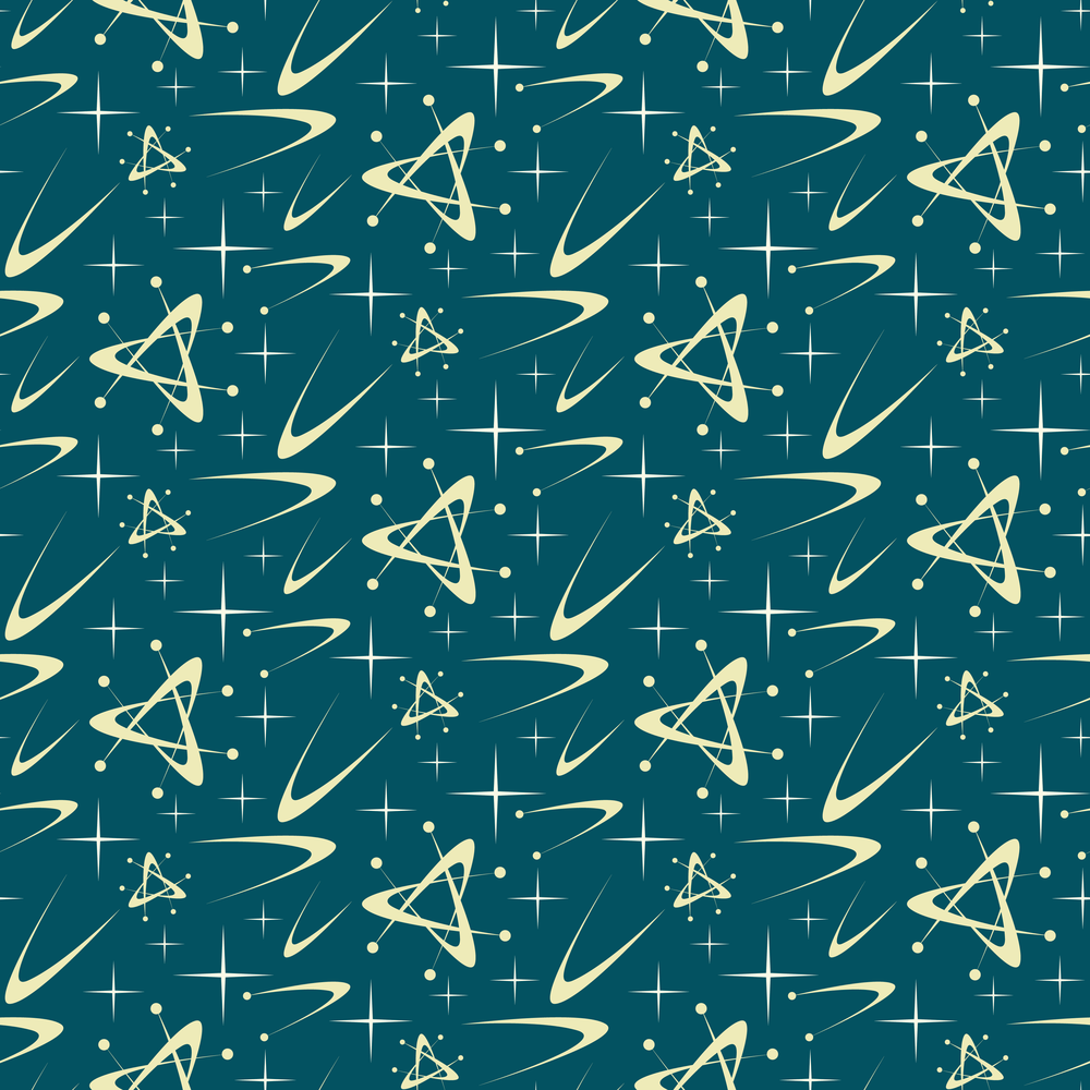 1950s Atomic Starbursts Pattern #3 Fabric - Blue