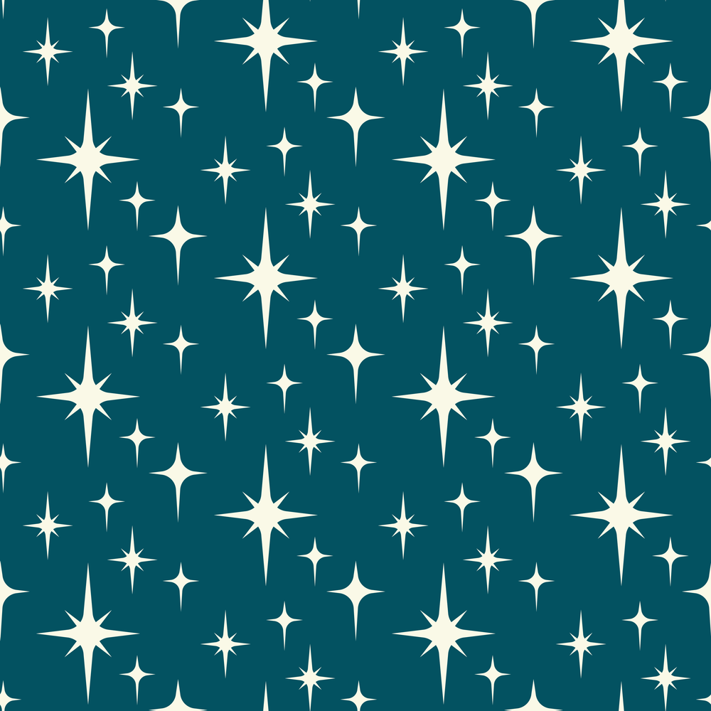 1950s Atomic Starbursts Pattern #4 Fabric - Blue