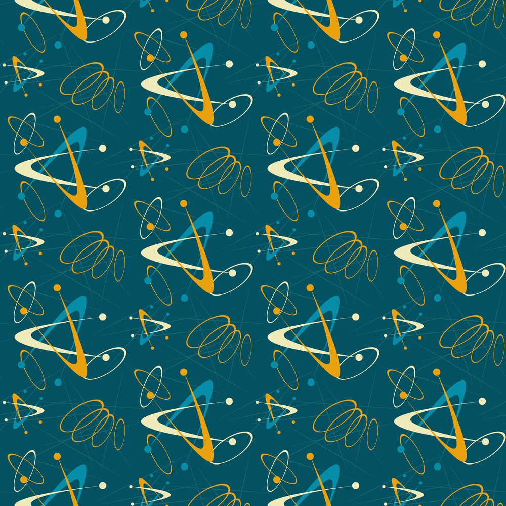 1950s Atomic Starbursts Pattern #5 Fabric - Blue