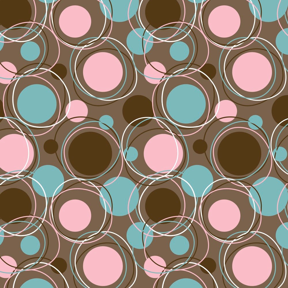 1950s Orbits Fabric - Pink/Brown
