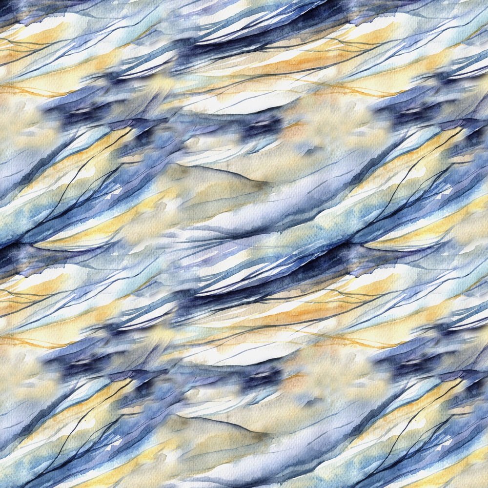 Abstract Watercolor Waves Fabric