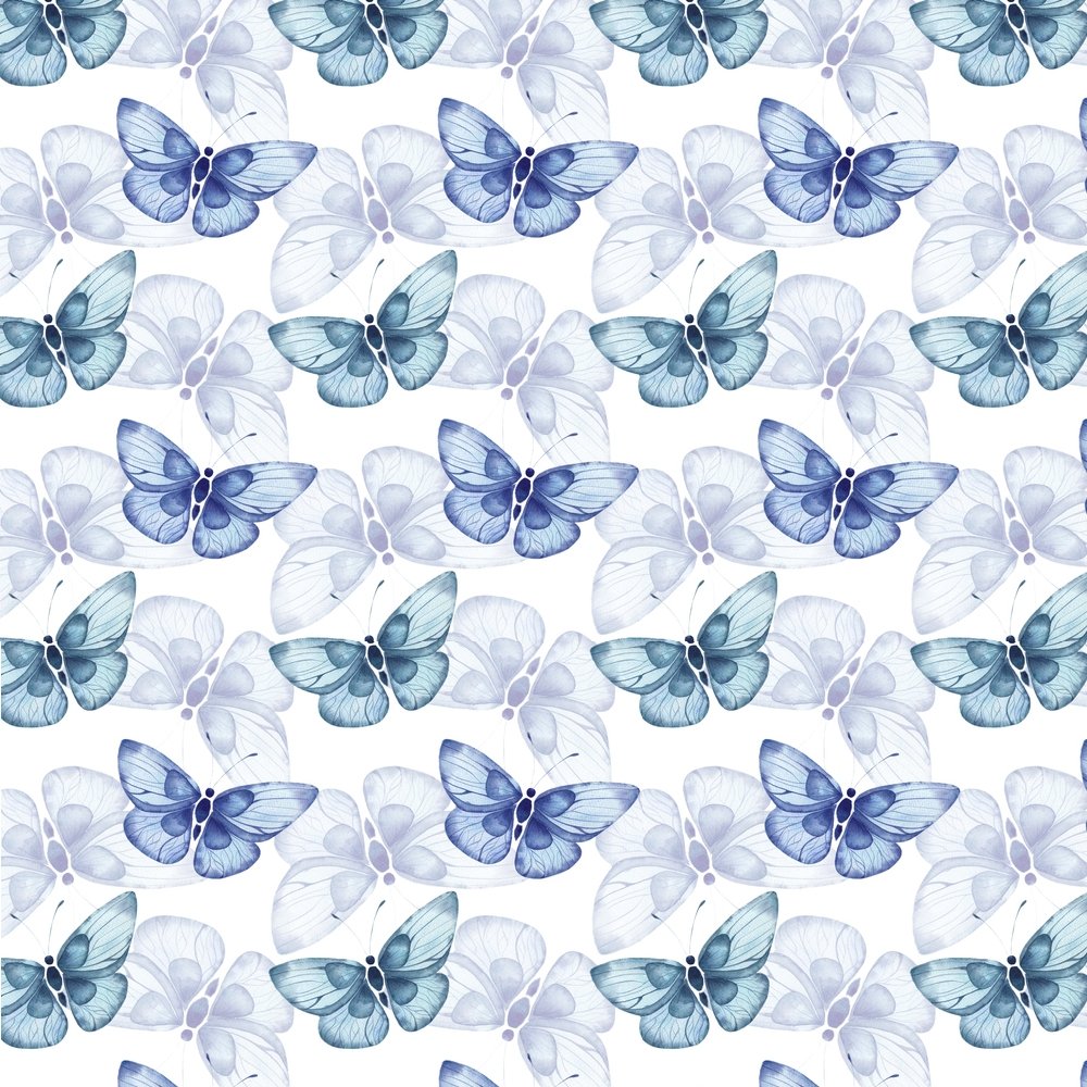 Allover Watercolor Butterfly Fabric - Blue