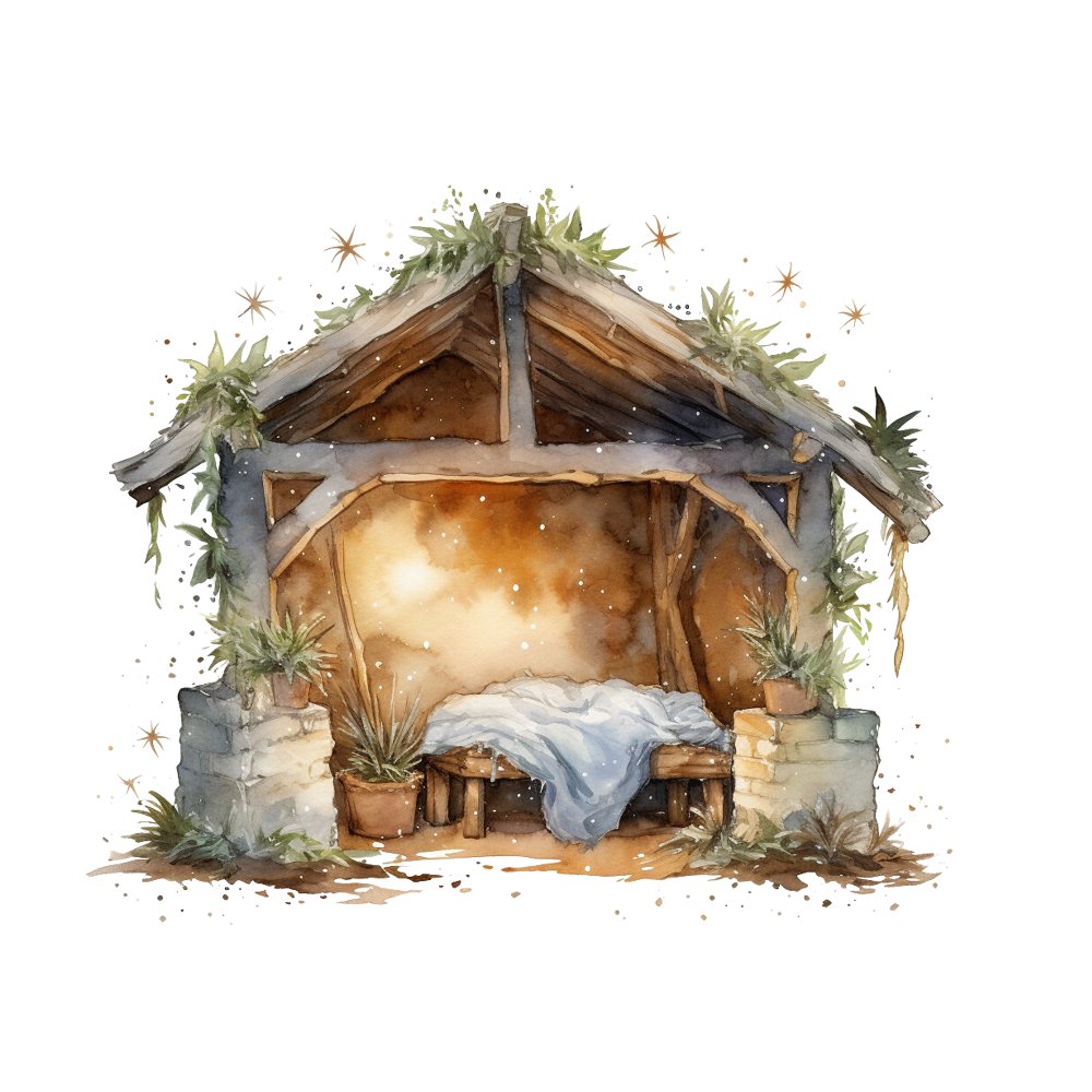 The Birth of Jesus Manger #2 Fabric Panel