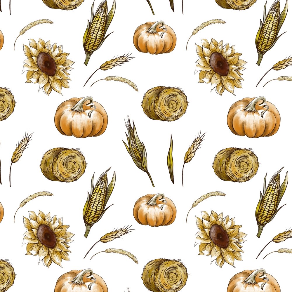 Tossed Fall Harvest Fabric