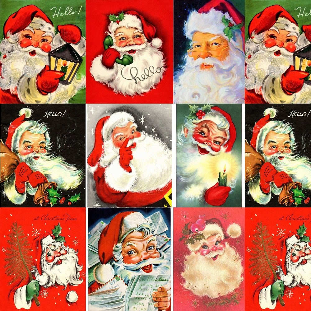 Vintage Santa Claus Collage #6 Fabric