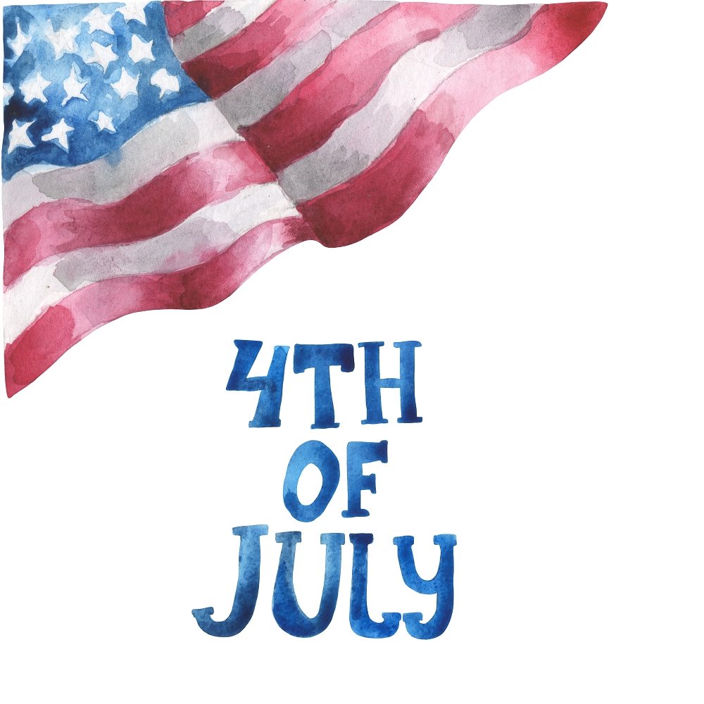 Watercolor 4th of July Fabric Panel