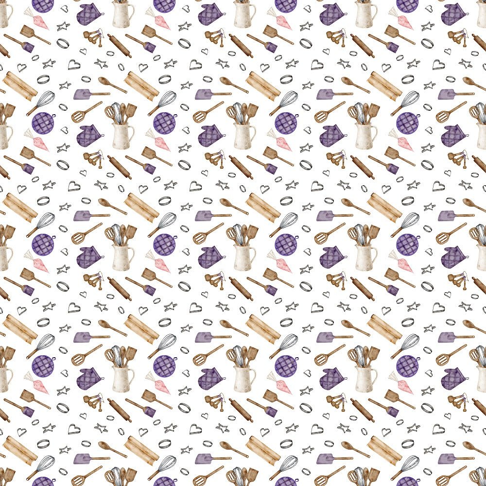 Watercolor Baking Pattern #11 Fabric