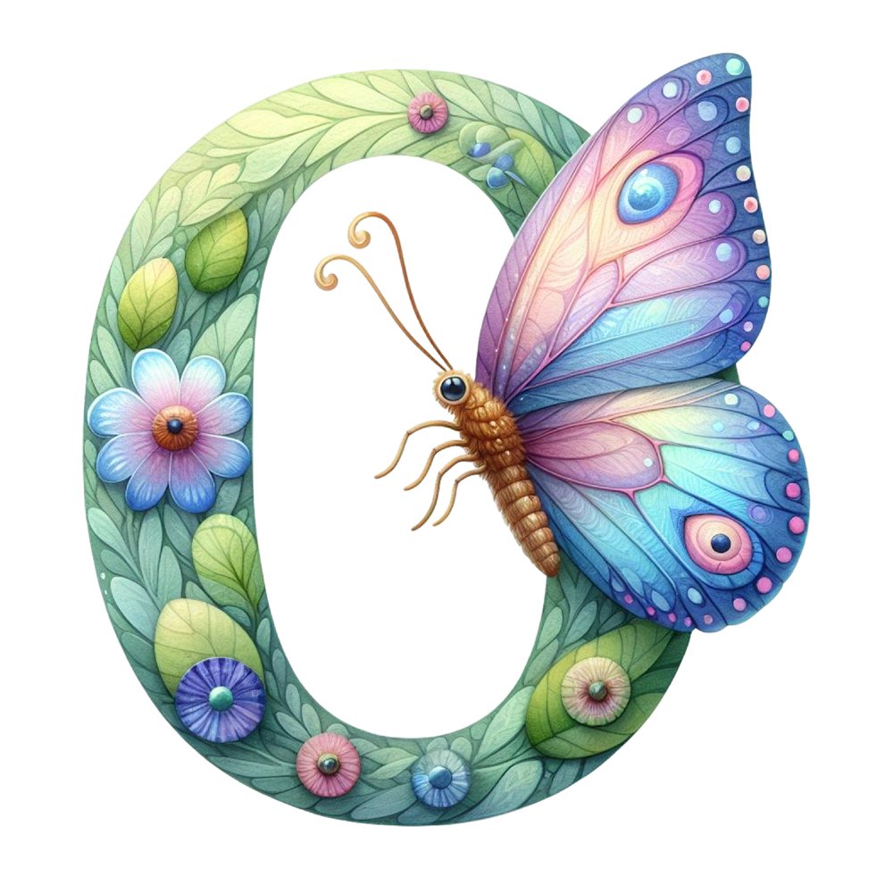 Watercolor Butterfly Number ''0'' Fabric Panel