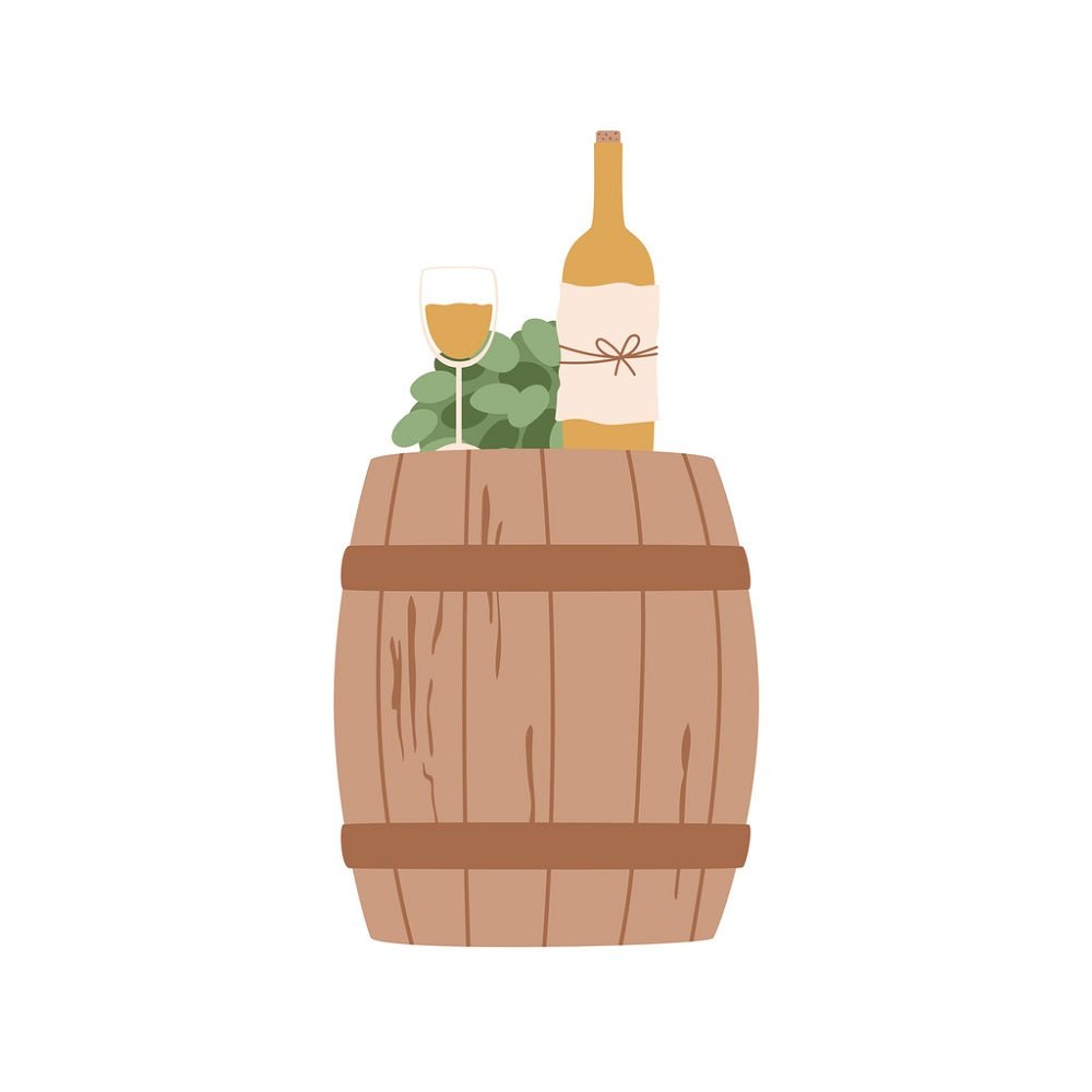 Wine on Wooden Barrel Fabric Panel