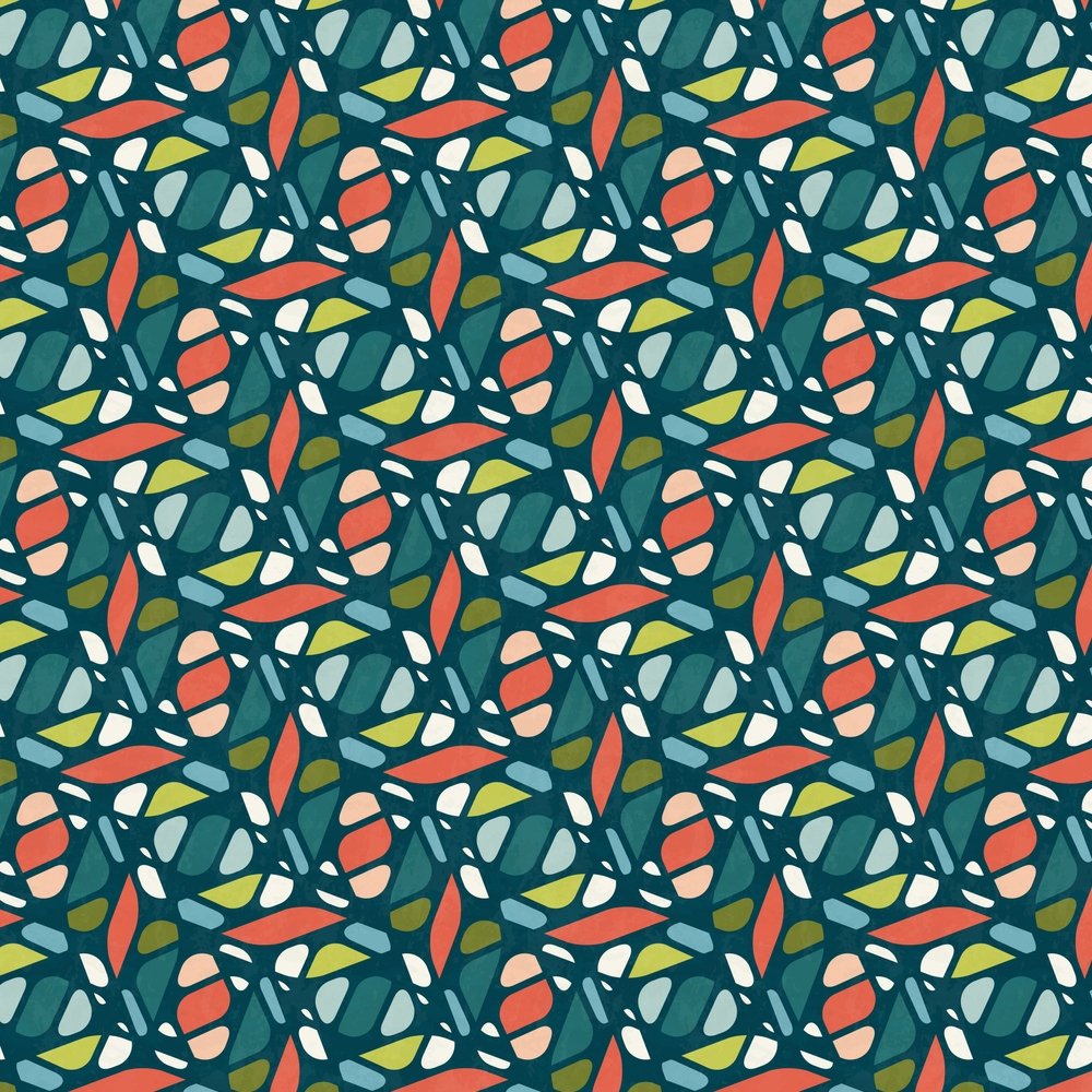 Abstract Geometric Pattern #7 Fabric - Blue
