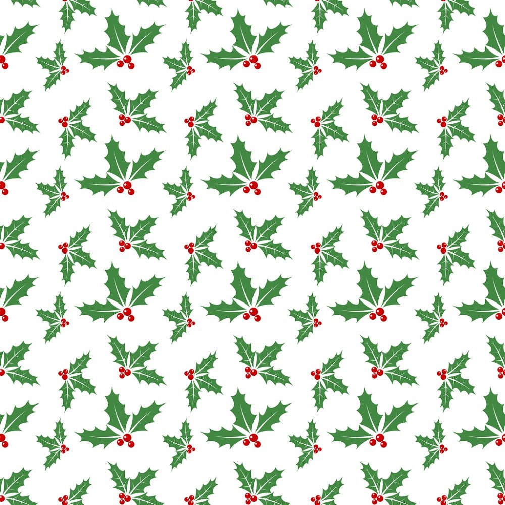 Abstract Holly Berry Leaves Fabric