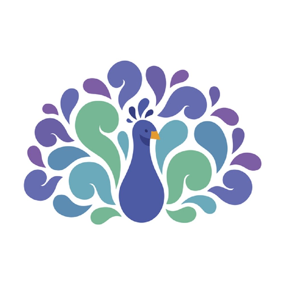 Abstract Peacock Fabric Panel - White