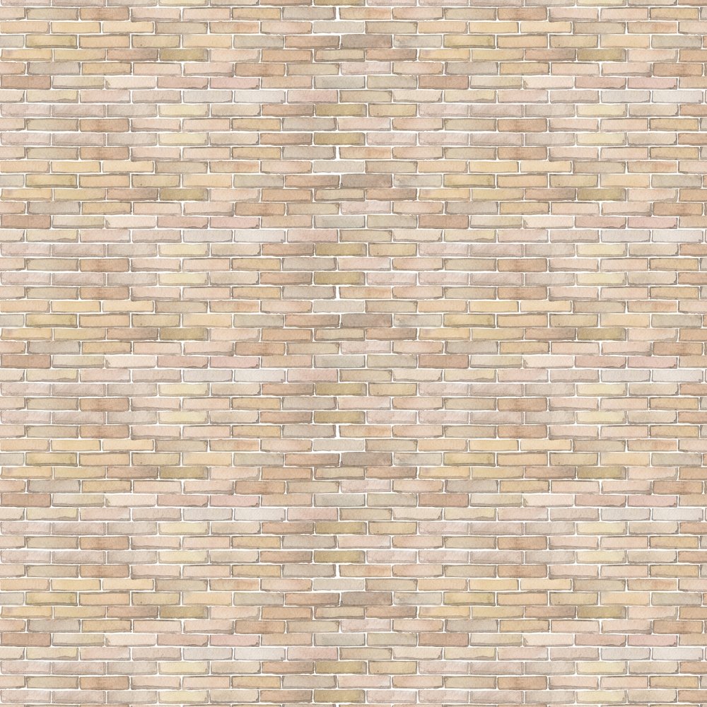 Allover Watercolor Brick Fabric - White