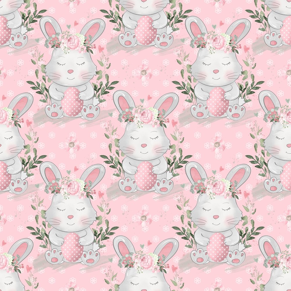 Sweet Easter Bunny Fabric - Pink