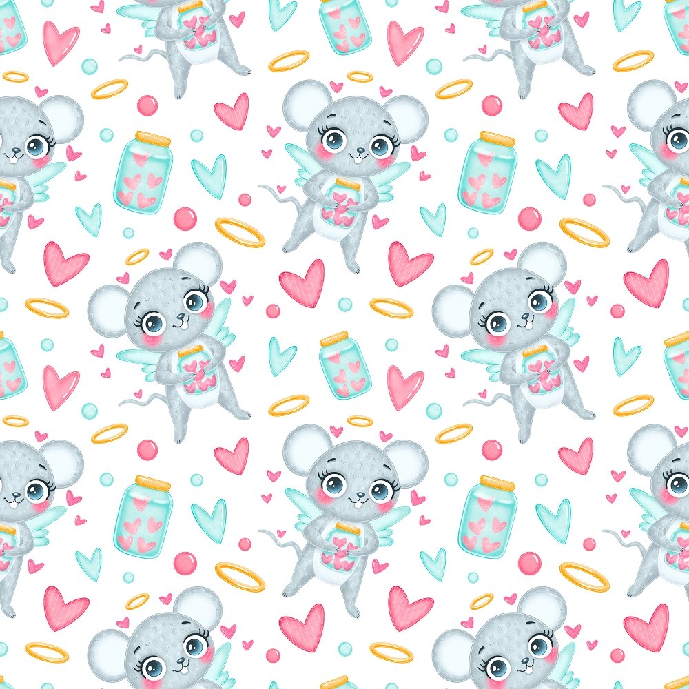 Valentine's Day Mice Fabric