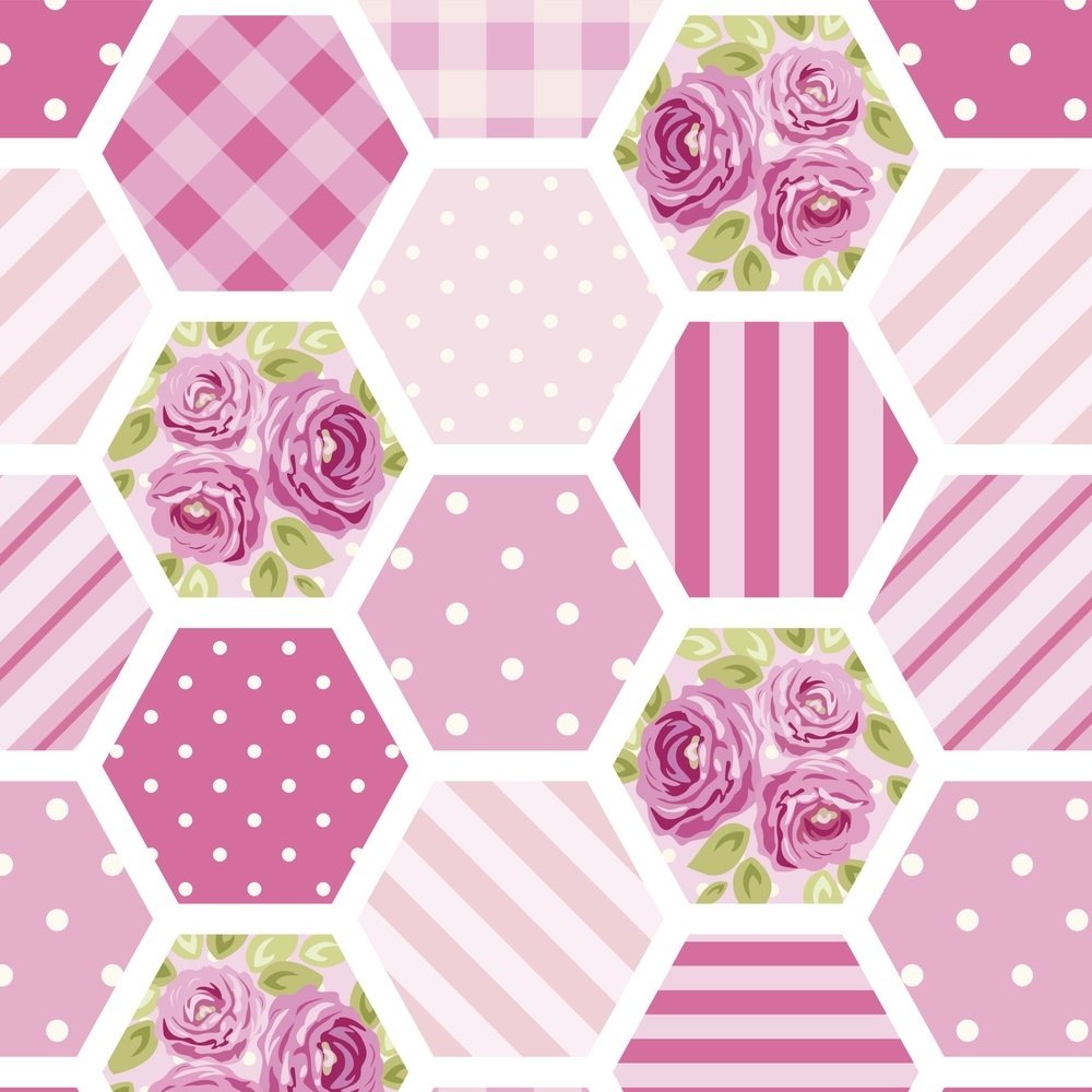 Vintage Shabby Chic Patchwork Fabric - Pink