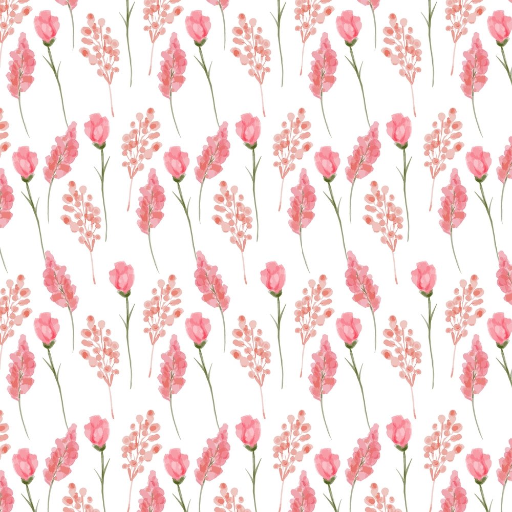 Watercolor Botanical Floral Fabric - Pink