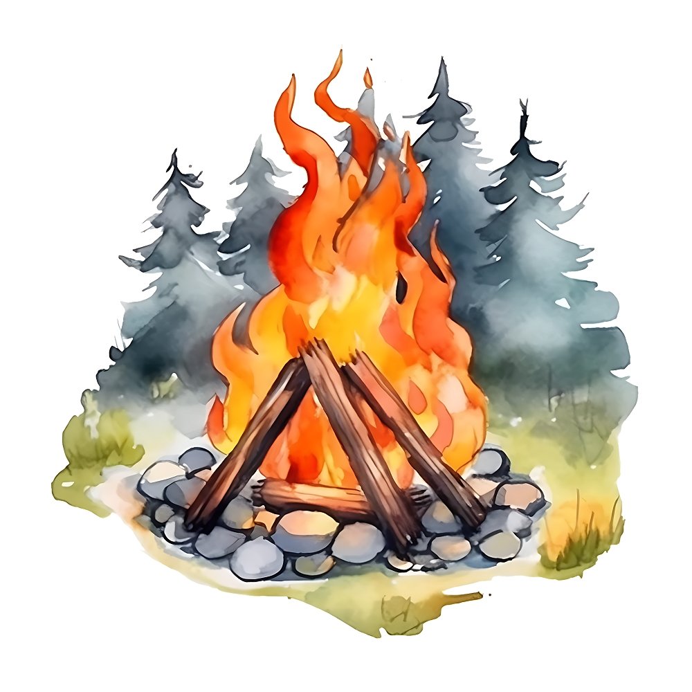 Watercolor Camping #5 Fabric Panel