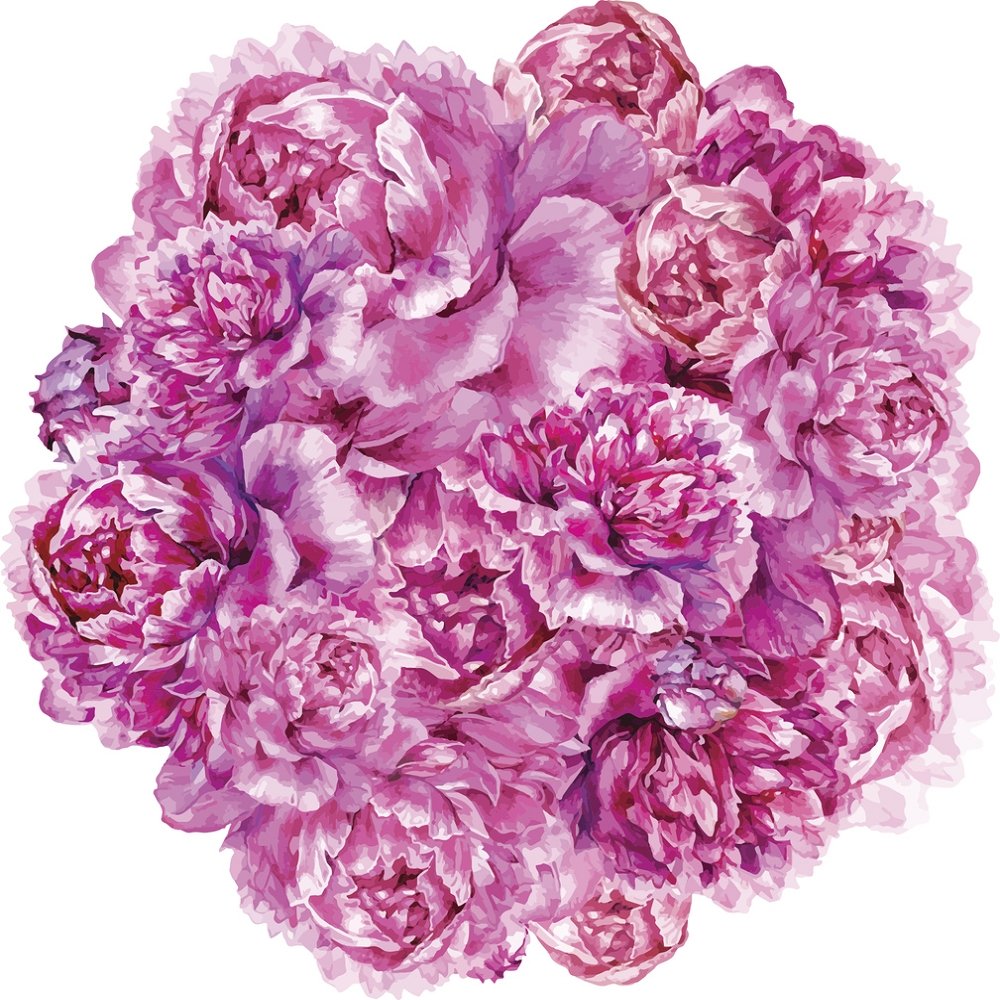 Watercolor Pink Peonies and Buds Fabric Panel